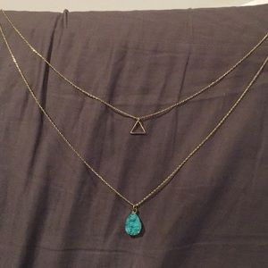 Duel tier layered triangle and stone necklace